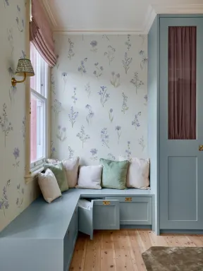 Soft Blue Floral Harmony Wallpaper For Serene Spaces Mural