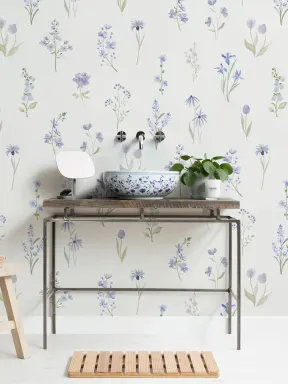 Soft Blue Floral Harmony Wallpaper For Serene Spaces Mural