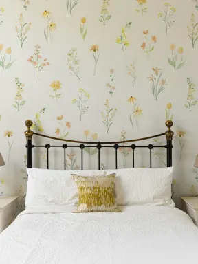 Yellow Floral Wildflower Mural for a Fresh Bright Ambiance