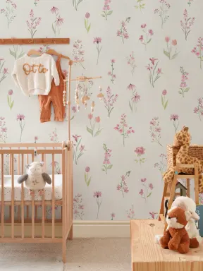 Pink Floral Bliss Pastel Wallpaper Mural