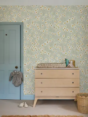 Sage Vintage Floral Botanical Wallpaper Mural