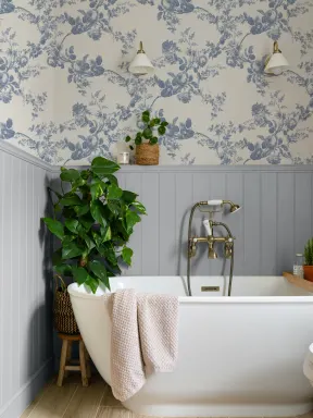 Blue Vintage Floral Elegance Pattern Wallpaper Mural