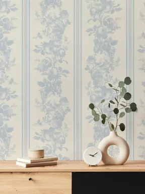 Light Blue Vintage Floral Sophisticated Pattern Mural
