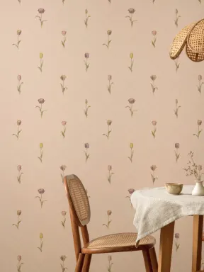 Pink Vintage Floral Pattern Wallpaper Mural for Serenity