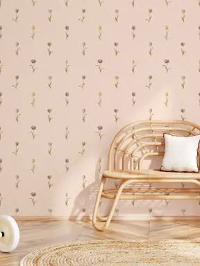 Mural de papel pintado con estampado floral vintage rosa para Serenity