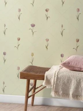 Multicolor Vintage Floral Kids' Pastel Pattern Mural