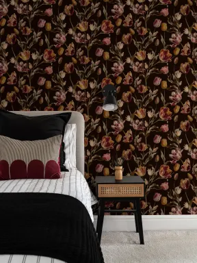 Dark Vintage Floral Elegance for Statement Walls Mural