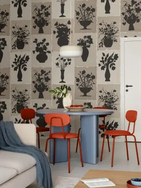 Beige Silhouette Floral Classic Charm Mural