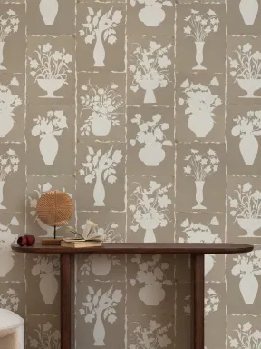 White Artisan Floral Pattern Wall Mural for Elegance