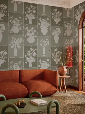 Green Botanical Floral Artisan Design Wallpaper Mural