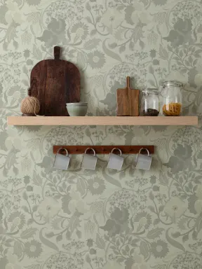 Green Heritage Thistle Floral Wallpaper