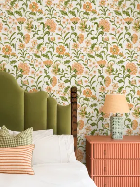 Multi Indian Style Floral Wallpaper (papier peint floral de style indien)