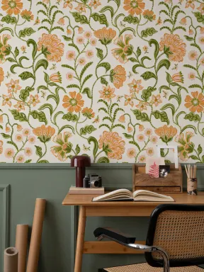 Multi Indian Style Floral Wallpaper