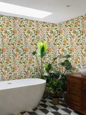 Multi Indian Style Floral Wallpaper (papier peint floral de style indien)