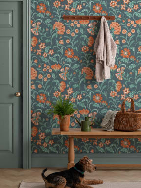 Dunkle indische Stil Blumentapete