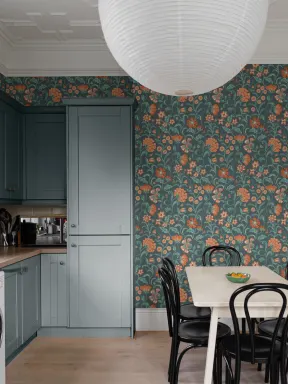 Papier peint floral de style indien foncé