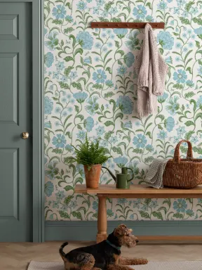 Blaue Indian Style Floral Tapete