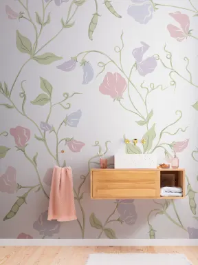 Multi Sweet Pea Floral & Vines Mural