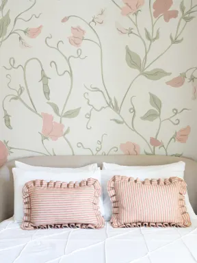 Pink Sweet Pea Floral & Vines Mural