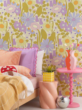 Elizabeth Olwen Groovy Meadow Purple Mural
