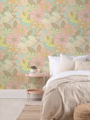 Elizabeth Olwen Cosmic Floral Pastel Mural