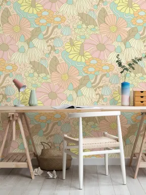 Elizabeth Olwen Cosmic Floral Pastel Mural