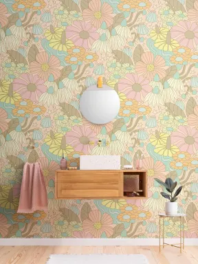 Elizabeth Olwen Cosmic Floral Pastel Mural