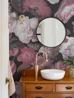Purple Painted Large Scale Floral Mural
