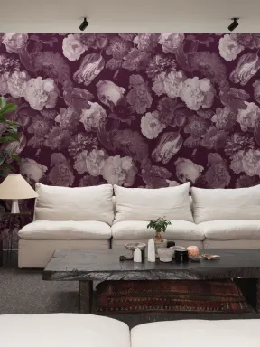 Papier peint panoramique floral Plum Painted
