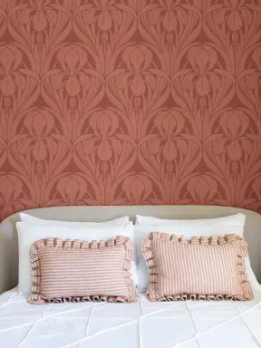 Carta da parati Iris in legno rosso Art Déco