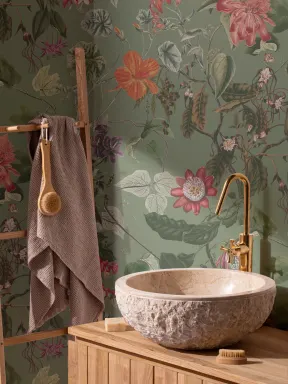 Lush Botanical Floral Wall Mural in Verdant Green