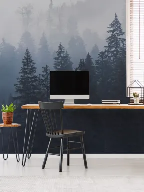 Misty Blue Ombre Forest Fototapet