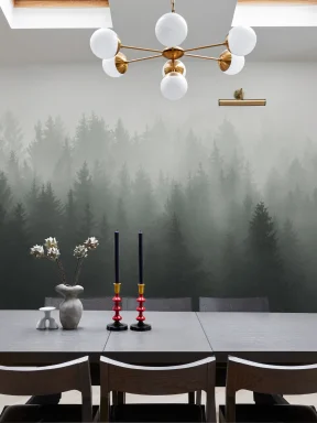 Deep Green Ombre Forest Wallpaper Mural