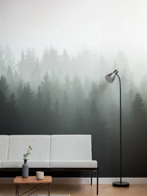 Papier Peint Panoramique Dégradé Forêt Vert Profond