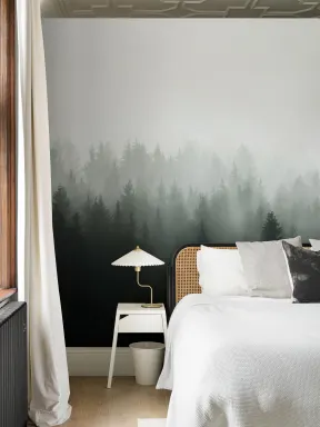 Deep Green Ombre Forest Wallpaper Mural