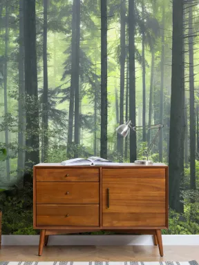Mysterious Spring Forest Wallpaper Mural