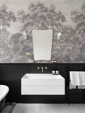 Gray Forest Illustration Etching Wallpaper Mural