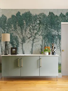 Green Abstract Forest Mural