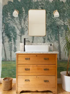 Green Abstract Forest Mural