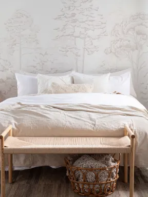 Pink Illustrated Forest Wallpaper Mural