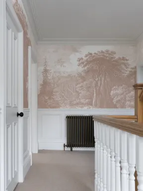 vaaleanpunainen vintage metsä kuvatapetti