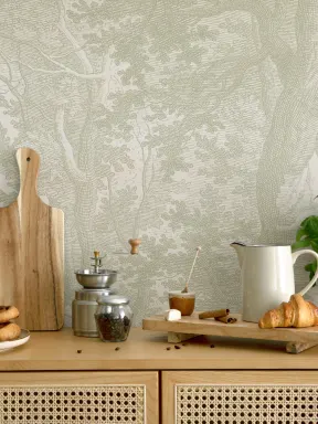 Green Vintage Forest Wallpaper Mural