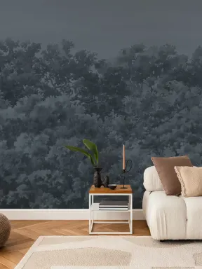 Navy Buttonwood Trees Forest Wall Mural