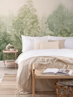 Zielona mglista botaniczna leśna fototapeta inspirowana naturą