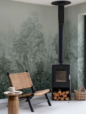 Gray Botanical Jungle Atmosphere Wall Mural