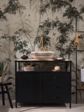 Dark Botanical Sanctuary Jungle Mural Creates Serene Haven