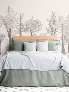 Gray Illustrated Traditional European Forest Mural