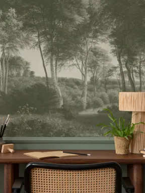 Green Forest Landscape Painting Mural