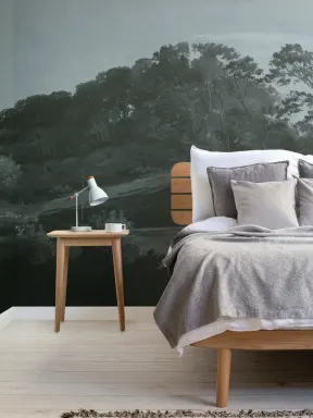 Teal Danish Hills Landscape Painting Mural