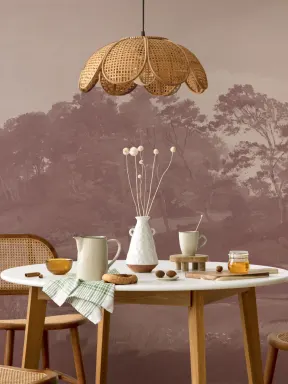 Pink Danish Hills Landscape Painting Mural